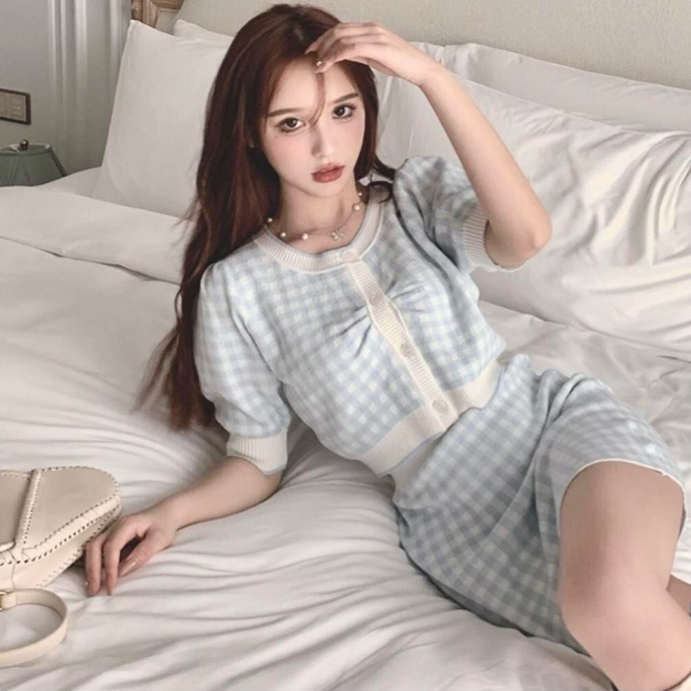 Chic Blue Gingham Dress